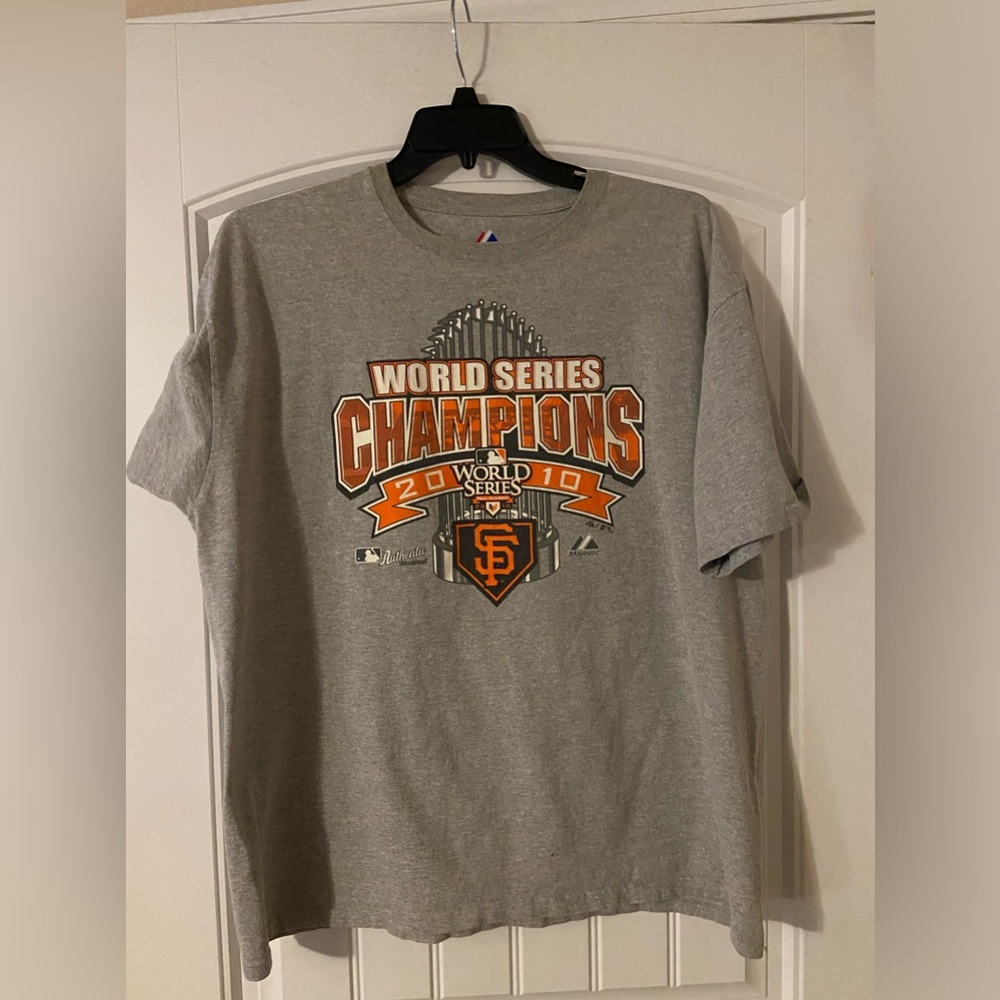 Men’s Majestic Brand Gray San Francisco Giants 2010 World Series 2XL T-shirt